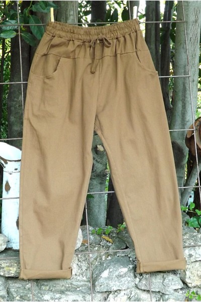 Pantalon toile de coton Gaby café