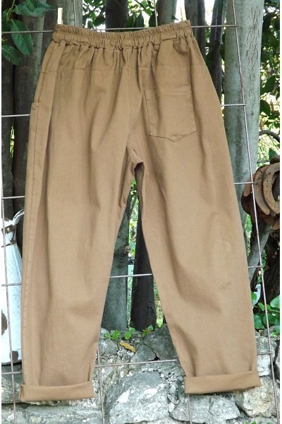 Pantalon toile de coton Gaby café