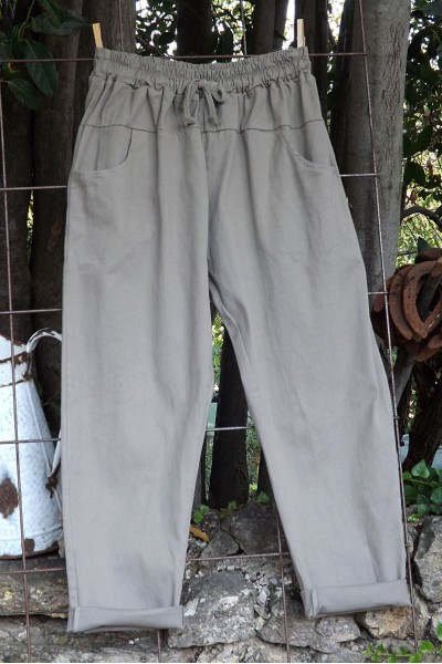 Pantalon toile de coton Gaby beige