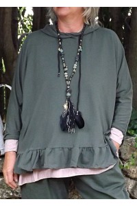 Sweat capuche Horace kaki, pull Grégoire et pantalon Gaby
