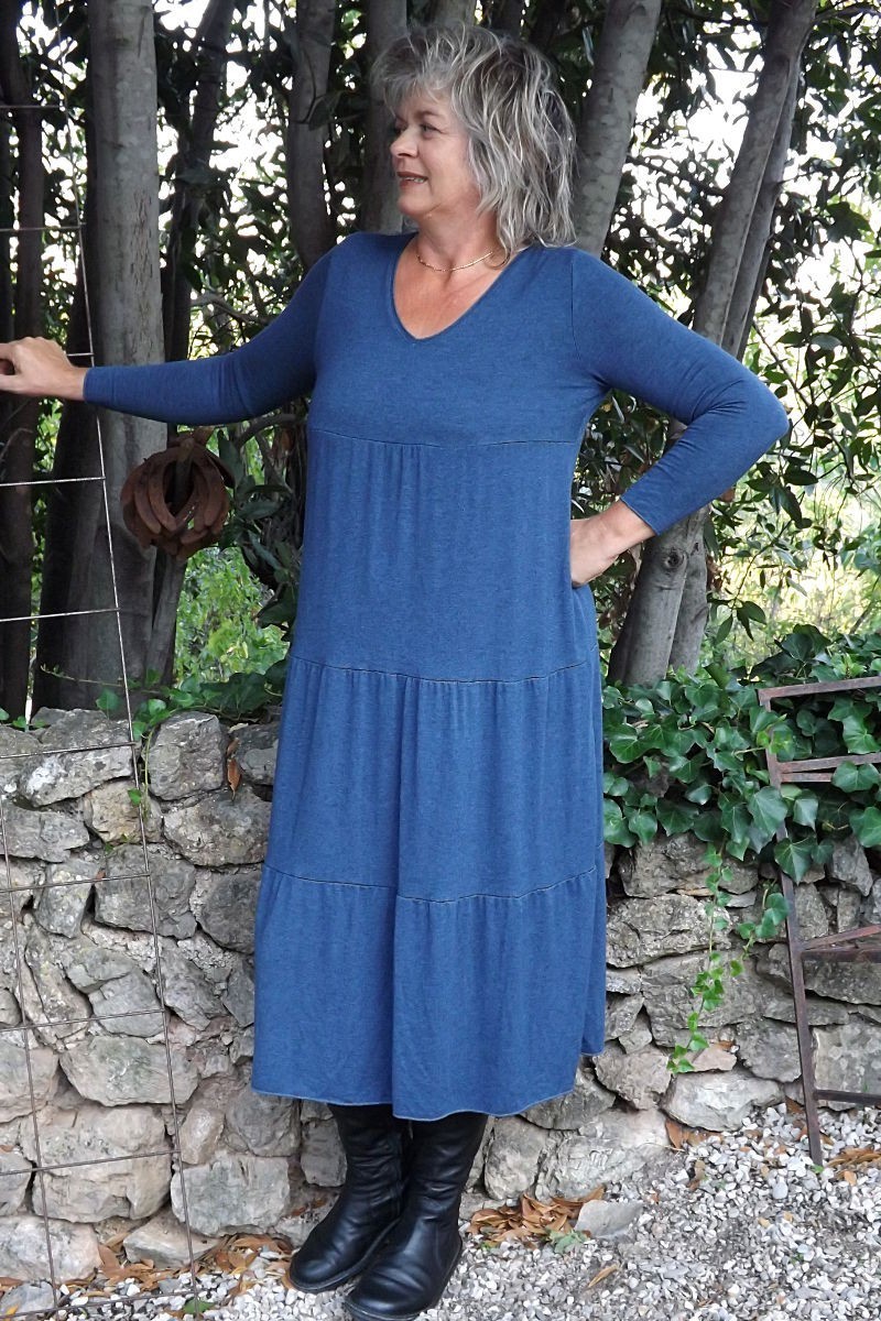 Robe maille tricot Clara bleu jean