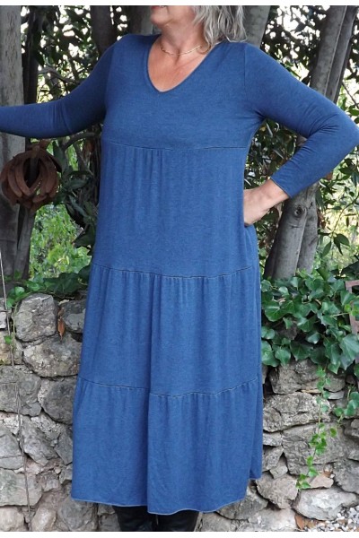 Robe maille tricot Clara bleu jean