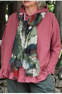 Foulard imprimé vague kaki et sweat Horace