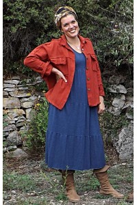 Robe maille tricot Clara bleu jean et veste Maguelone