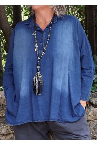 Liquette grande taille Juliette et pantalon toile Gaby 46 à 52bleu jean