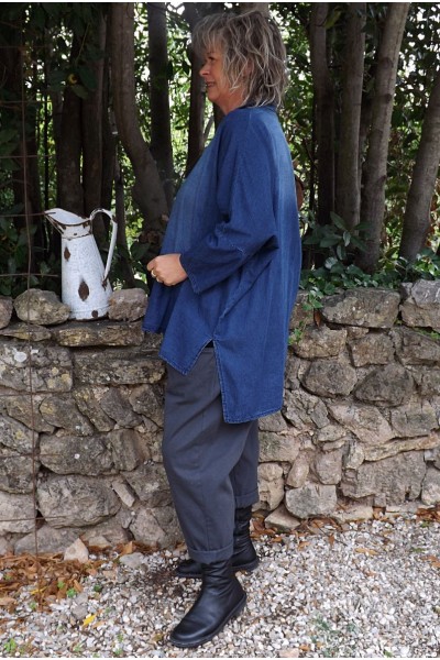 Liquette grande taille Juliette et pantalon toile Gaby 46 à 52bleu jean