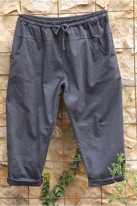 Pantalon toile coton Gaby anthracite T 46 à 52