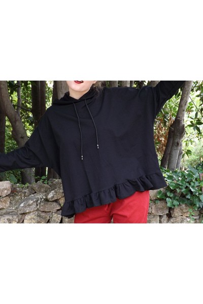 Sweat capuche Horace noir et pantalon Gaby coton 38/46