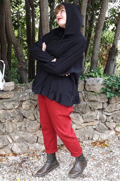 Sweat capuche Horace noir et pantalon Gaby coton 38/46