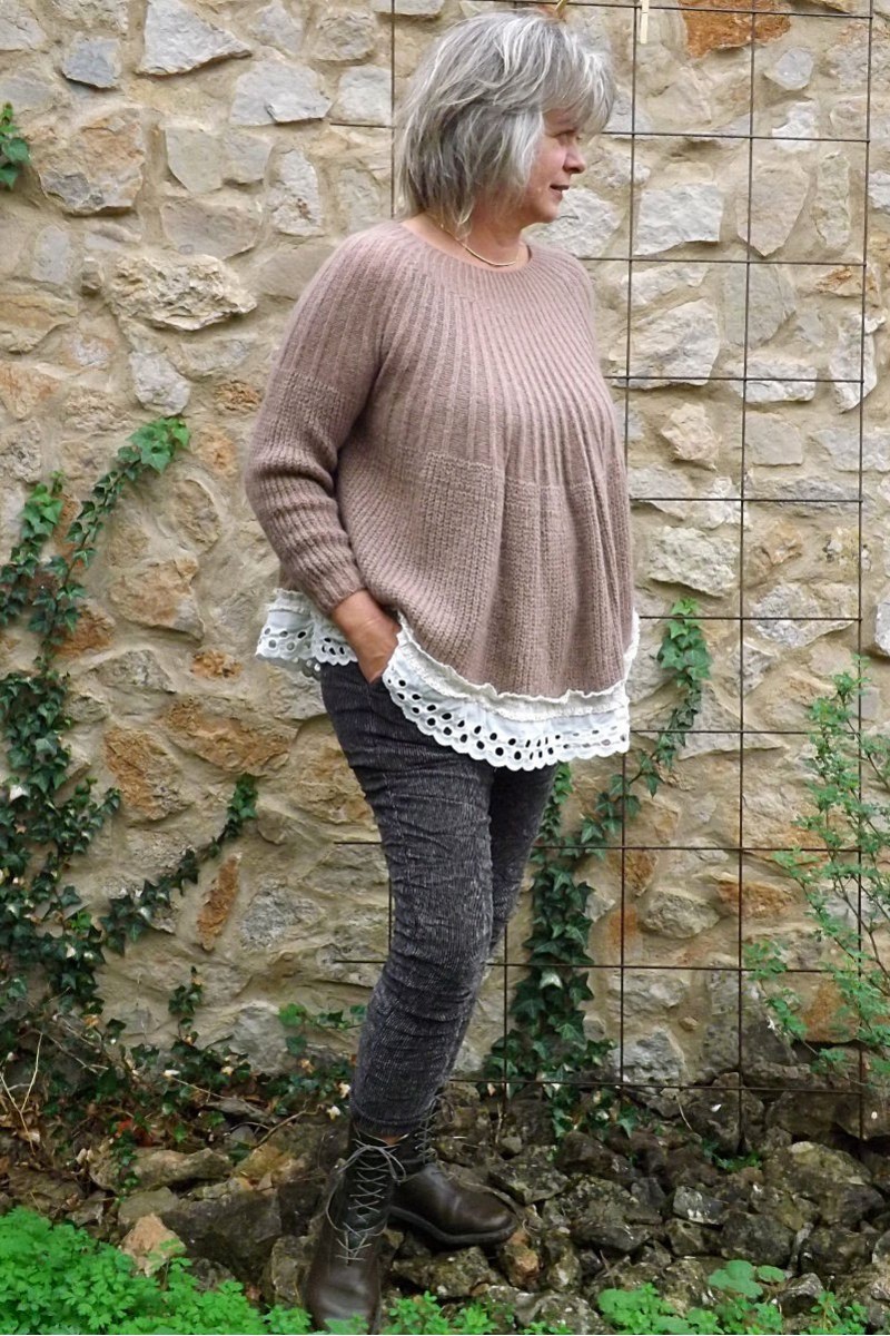 Pull Victoria kid mohair et jegging velours Boris