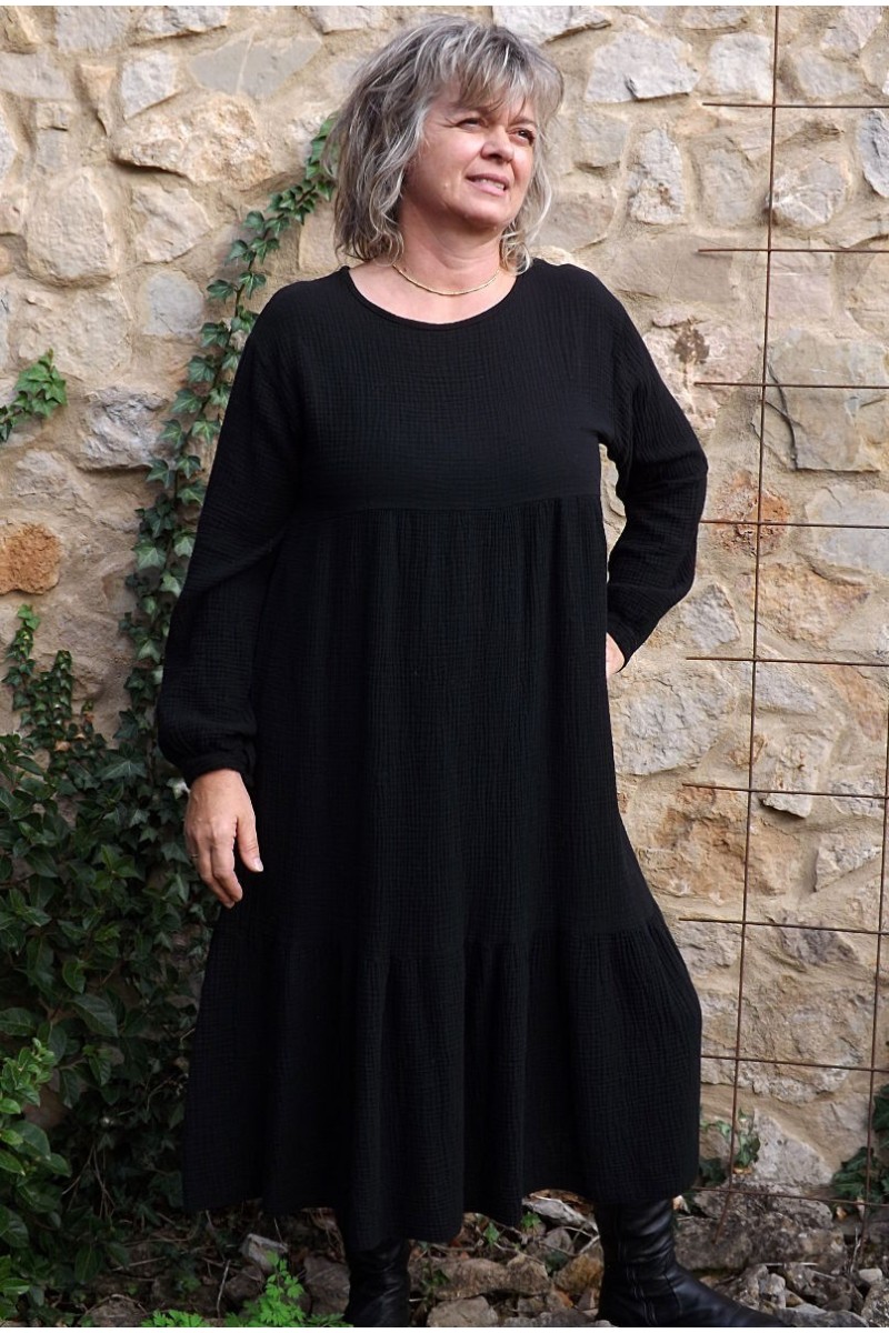 Robe en seersucker Angélique noire Robe en seersucker Angélique noire