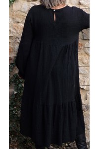 Robe en seersucker Angélique noire