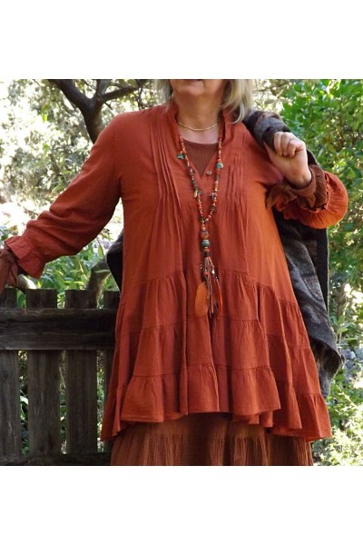 Liquette Joséphine rouille et robe seersucker Angélique