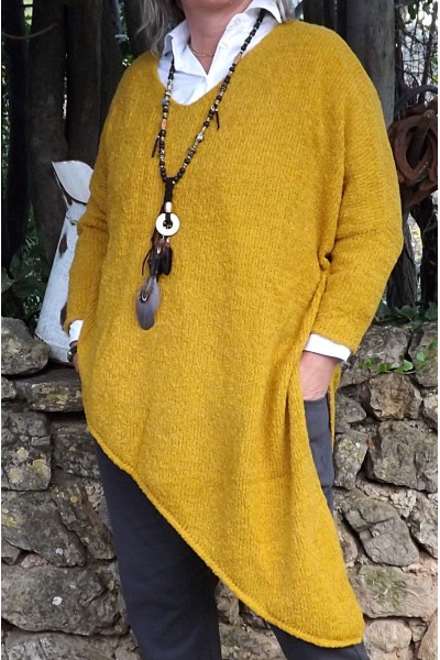 Pull Alphonse Bis grande taille, pantalon Gaby et chemise Sabine.