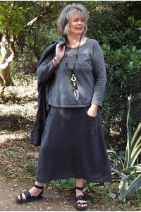 Top coton Tom anthracite et jupe lin Amalie