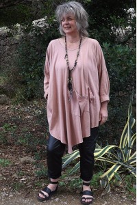 Tunique coton grande taille Soizic et jegging Joe goyave