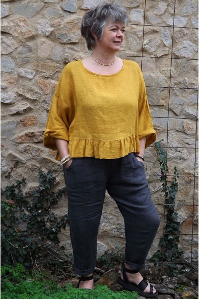 Top lin safran Celestin et pantalon lin Gabriel