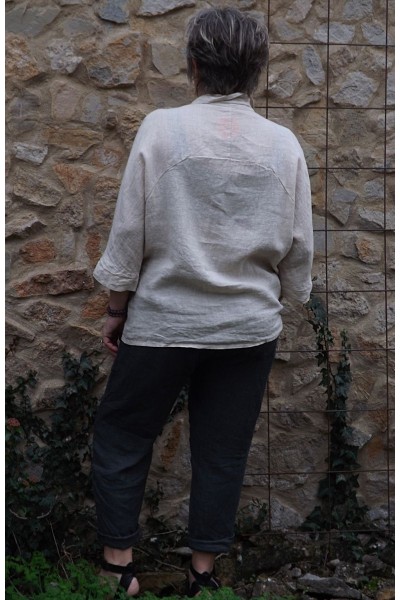 Liquette lin beige Maelis et pantalon lin Gabriel