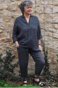 Liquette lin anthracite Maelis et pantalon lin Gabriel