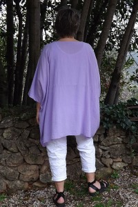 Tunique coton grande taille Elena lilas et pantalon Tim