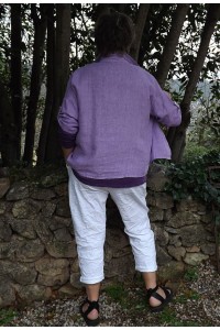 Chemise lin lilas Eve, pantalon Tim et t-shirt Tom