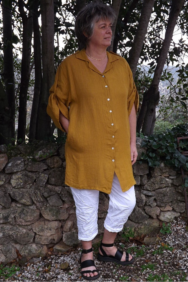 Liquette longue en lin safran et pantalon TimLisa Liquette longue en lin safran et pantalon TimLisa