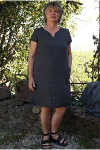 Robe lin anthracite Alice