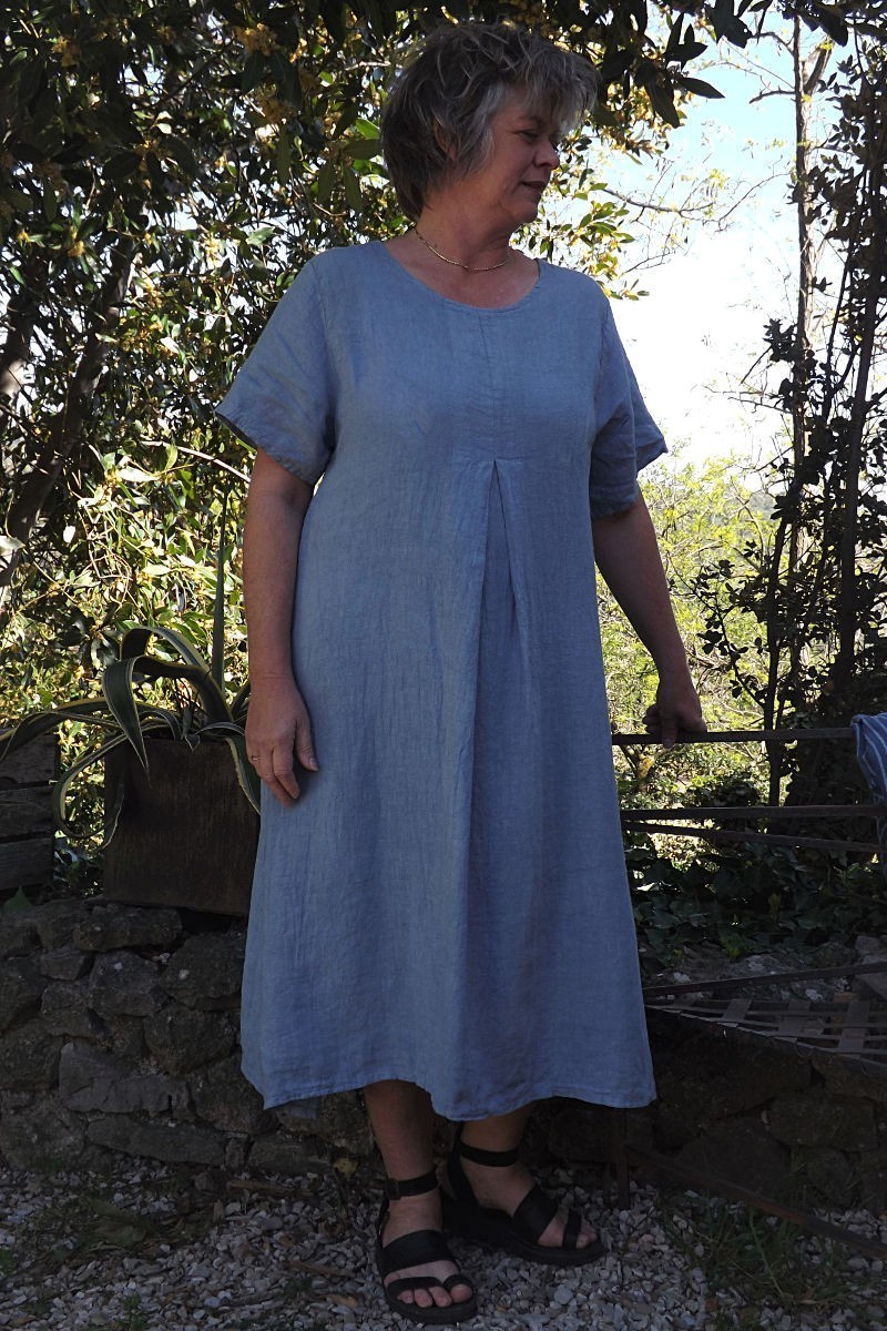 Robe longue lin bleue Philomène Robe longue lin bleue Philomène
