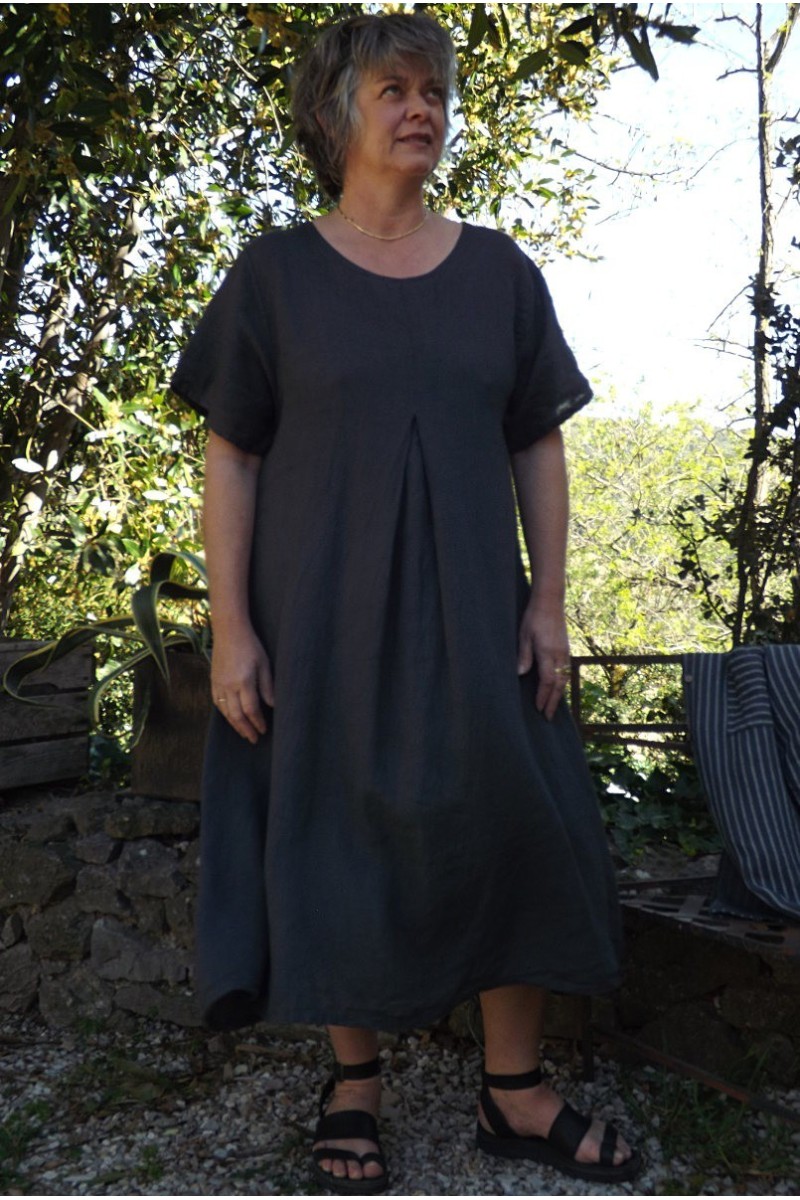 Robe longue lin anthracite Philomène