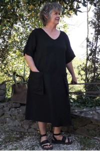 Robe longue lin grande taille noire Luce