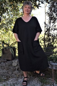 Robe longue lin grande taille noire Luce