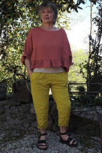 Pantalon grande taille jaune carracci Tim et Top lin Celestin