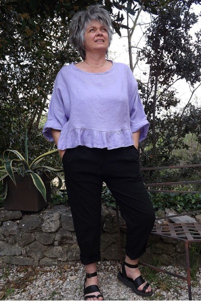 Pantalon grande taille noir Tim et top lin Celestin