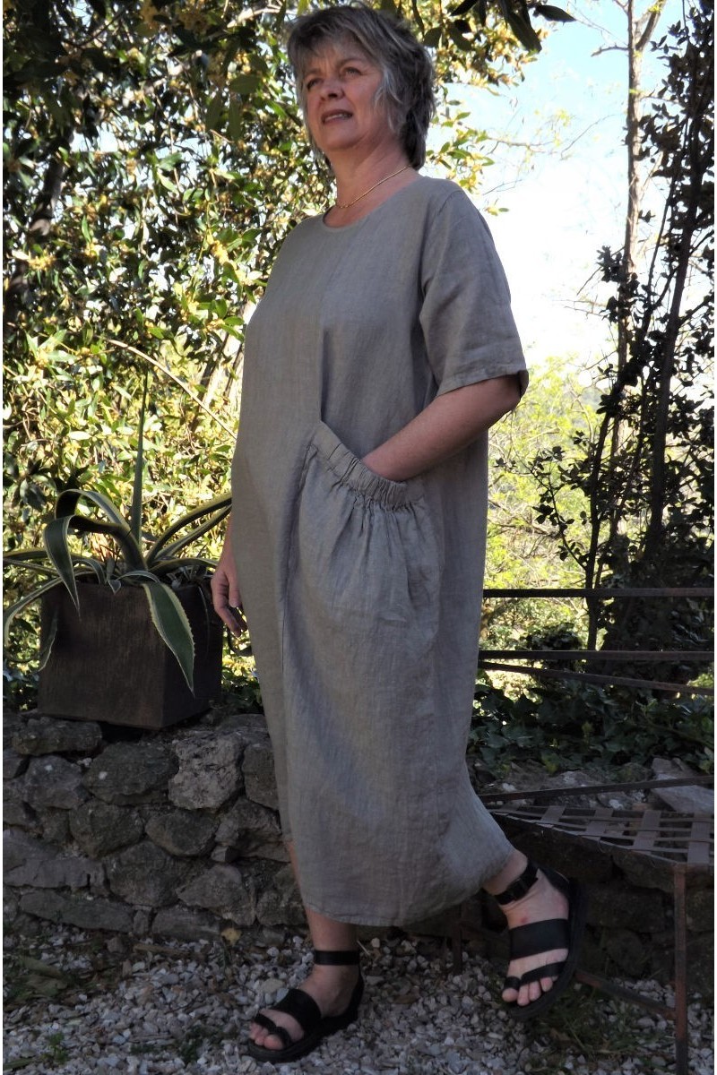 Robe longue lin taupe Firmaine