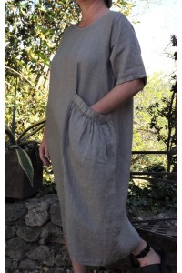Robe longue lin taupe Firmaine