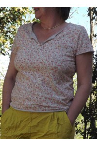 T-Shirt imprimé fleurs Eden fond beige