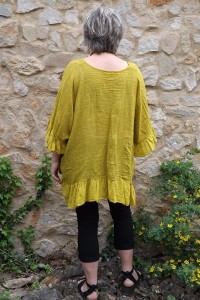 Tunique maille de lin grande taille safran Lucine et pantalon Alix
