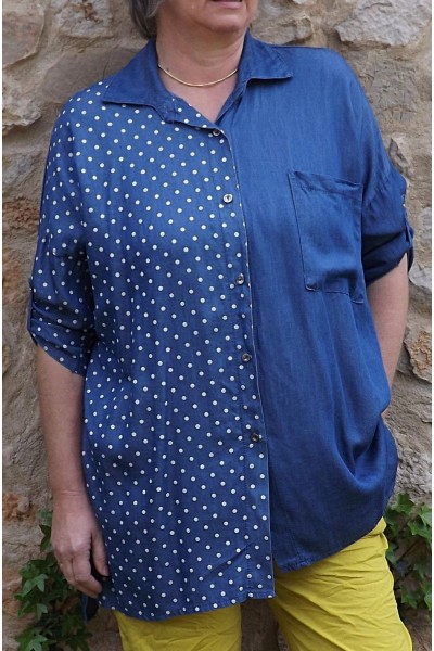 Chemise en Tencel Lana jean foncé et pantalon Tim.