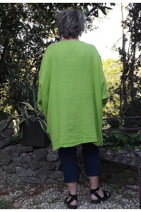 Tunique lin grande taille Paulette et pantalon Tim marine vert anisé