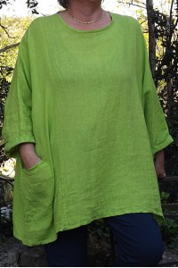 Tunique lin grande taille Paulette et pantalon Tim marine vert anisé