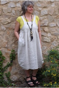 Robe chasuble en lin Giselle beige