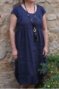 Robe chasuble en lin Giselle marine
