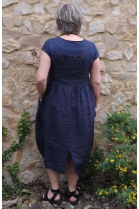 Robe chasuble en lin Giselle marine
