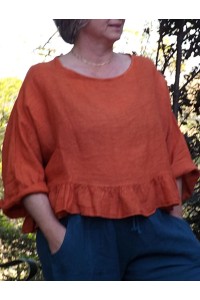 Top lin Celestin rouille et pantalon lin Gabriel