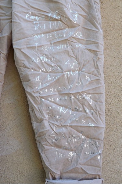 Pantalon grande taille Tim beige imprimé