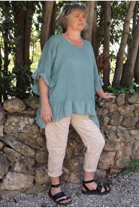 Pantalon grande taille Tim beige imprimé et tunique Lucine