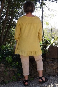 Tunique lin grande taille Mélanie paille délavée et pantalon Tim