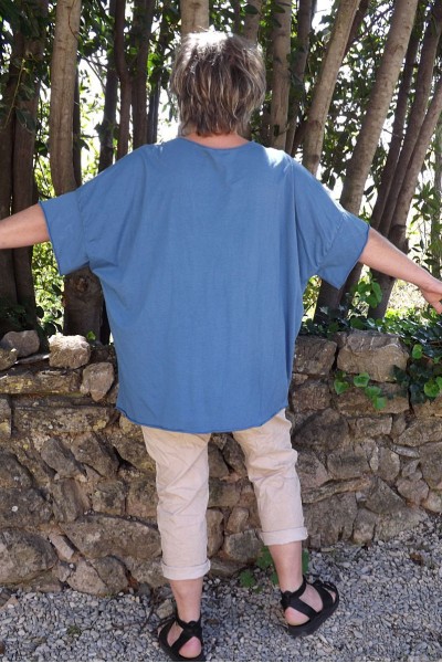 T-Shirt coton Max bleu imprimé et pantalon Tim