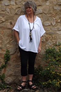 T-Shirt grande taille Gaston blanc et pantalon Alix
