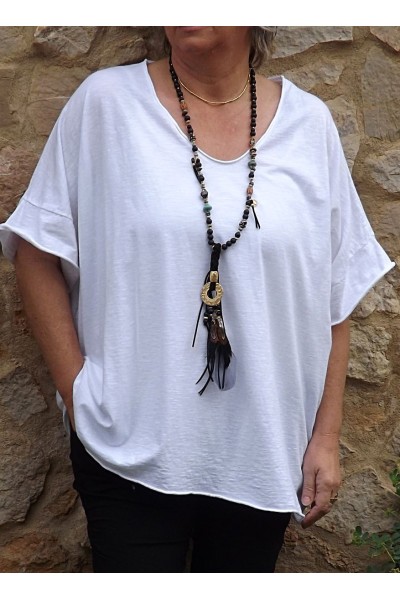 T-Shirt grande taille Gaston blanc et pantalon Alix